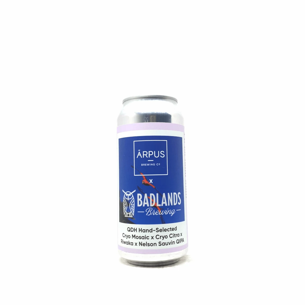 Arpus Ārpus x Badlands Brewing QDH Hand-Selected Cryo Mosaic x Cryo Citra x Riwaka x Nelson Sauvin QIPA 0,44L 11%