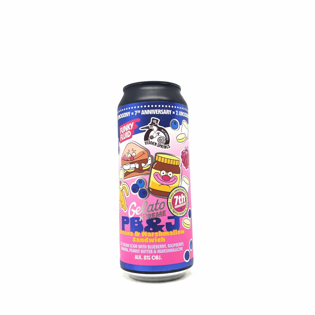 Funky Fluid Gelato XTREME: PB&J Banana Marshmallow Sandwich (collab Hidden Springs) 0,5L