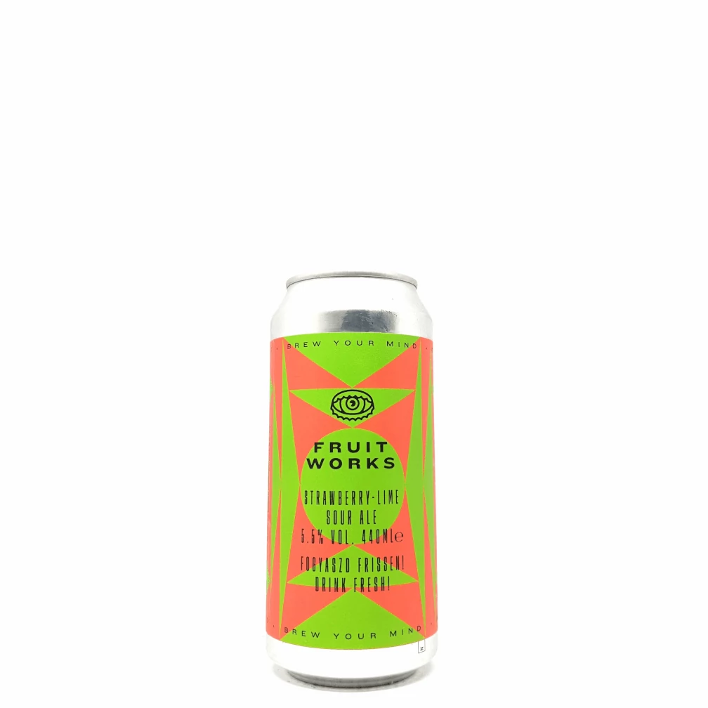 Brew Your Mind Fruit Works Strawberry-Lime 0,44L  Kizárólag személyes átvétellel vagy azonnali budapesti szállítással rendelhető - Beerselection